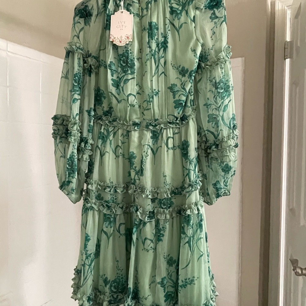 Ivy City Co Green Ruffled Tiered Sundress